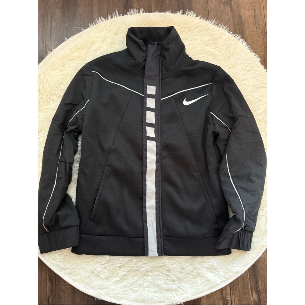 Nike Black Reflective Full Zip Utility Y2K Athletic Windbreaker Medium